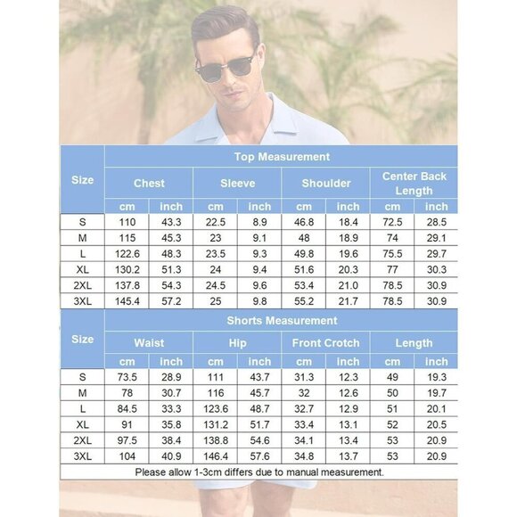 Mens White 2 Piece Casual Beach Outfit Short Sleeve Button Down Shirts Short Set - Picture 6 of 6